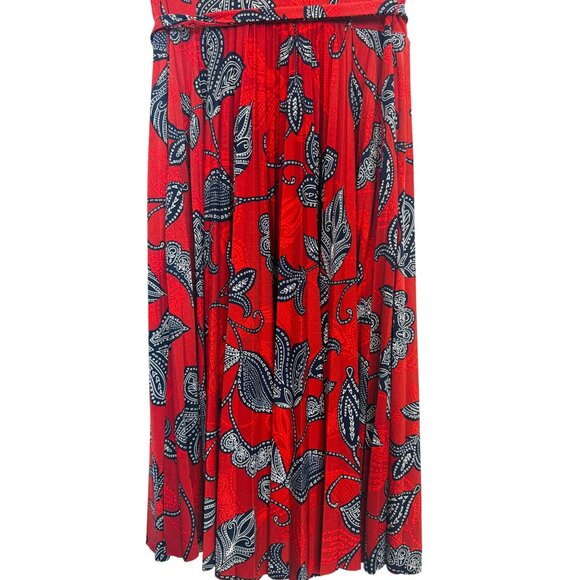 Maggy London 10 Red Paisley Wrap Dress Short Sleeve V-Neck Office Attire - Picture 7 of 10